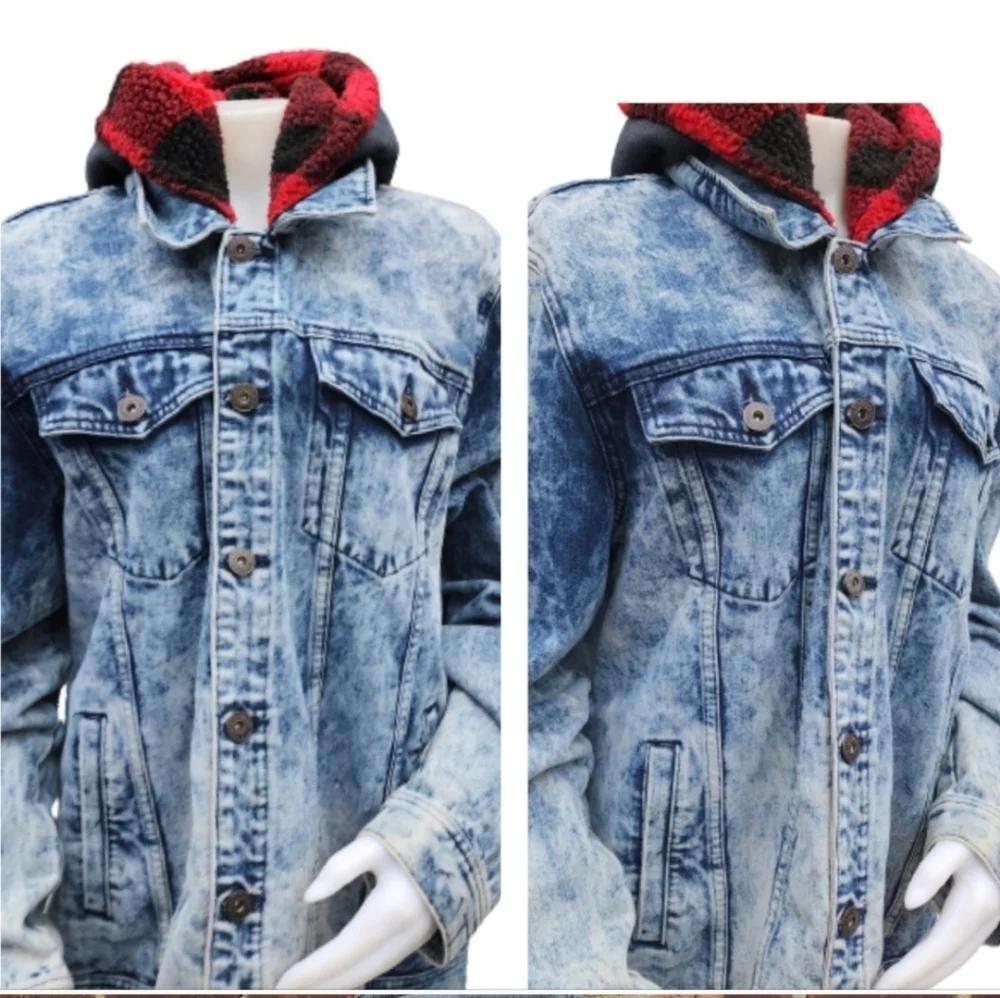 Vintage 80s Company One acid washed Denim hoodie Jacket XL-L
